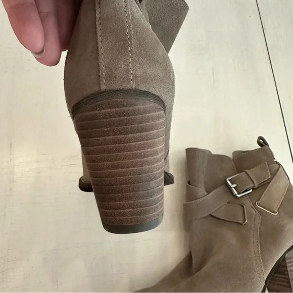 Sam Edelman Women’s ZipUp Pointed Toe Gray/Tan Leather Heeled Booties Sz 8M GUC - Picture 11 of 15